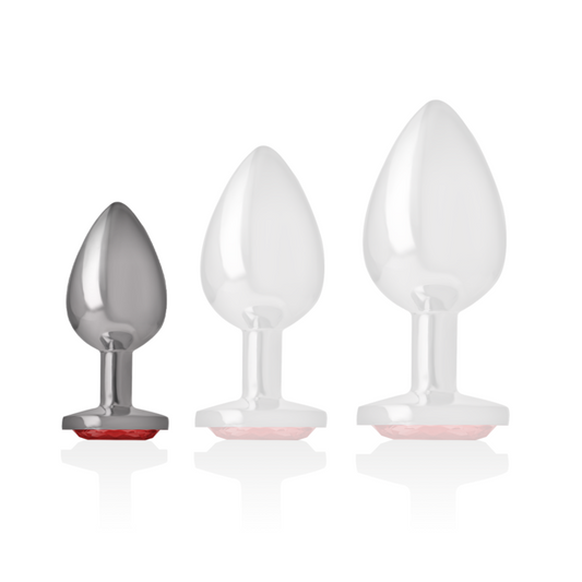 Intense Anal Toys Intense - Aluminum Metal Anal Plug With Red Crystal Size S