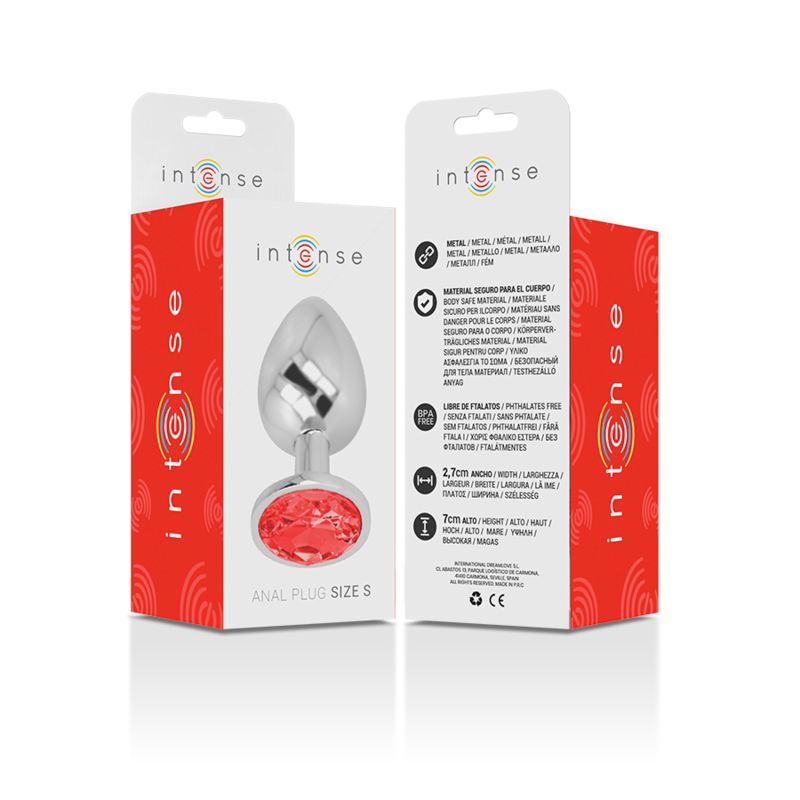 Intense Anal Toys Intense - Aluminum Metal Anal Plug With Red Crystal Size S
