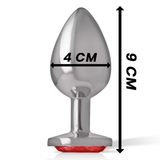 Intense Anal Toys Intense - Aluminum Metal Anal Plug With Red Crystal Size L