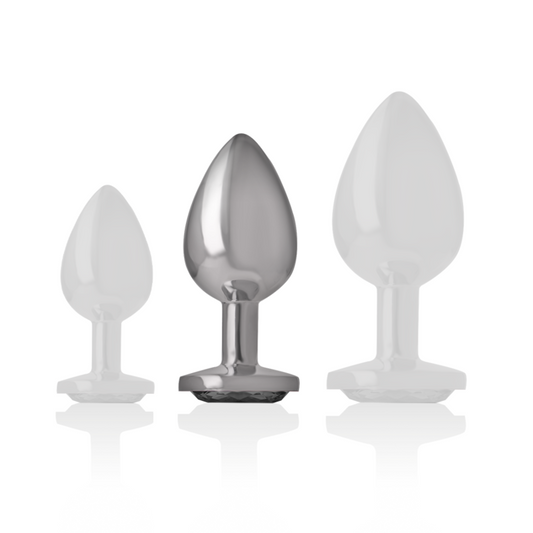Intense Anal Toys Intense - Aluminum Metal Anal Plug With Black Glass Size M