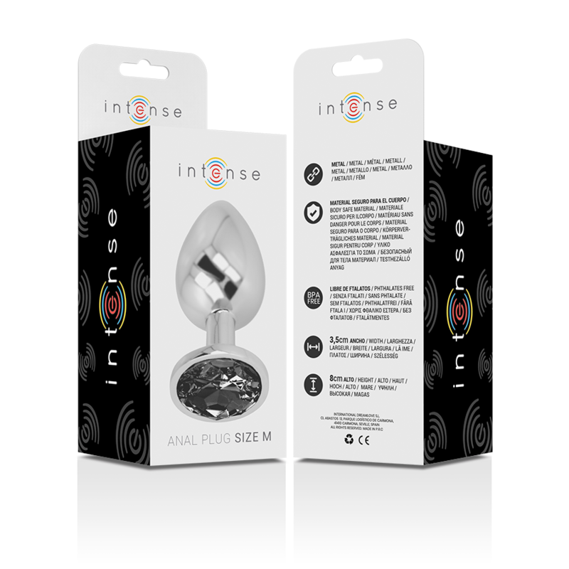 Intense Anal Toys Intense - Aluminum Metal Anal Plug With Black Glass Size M