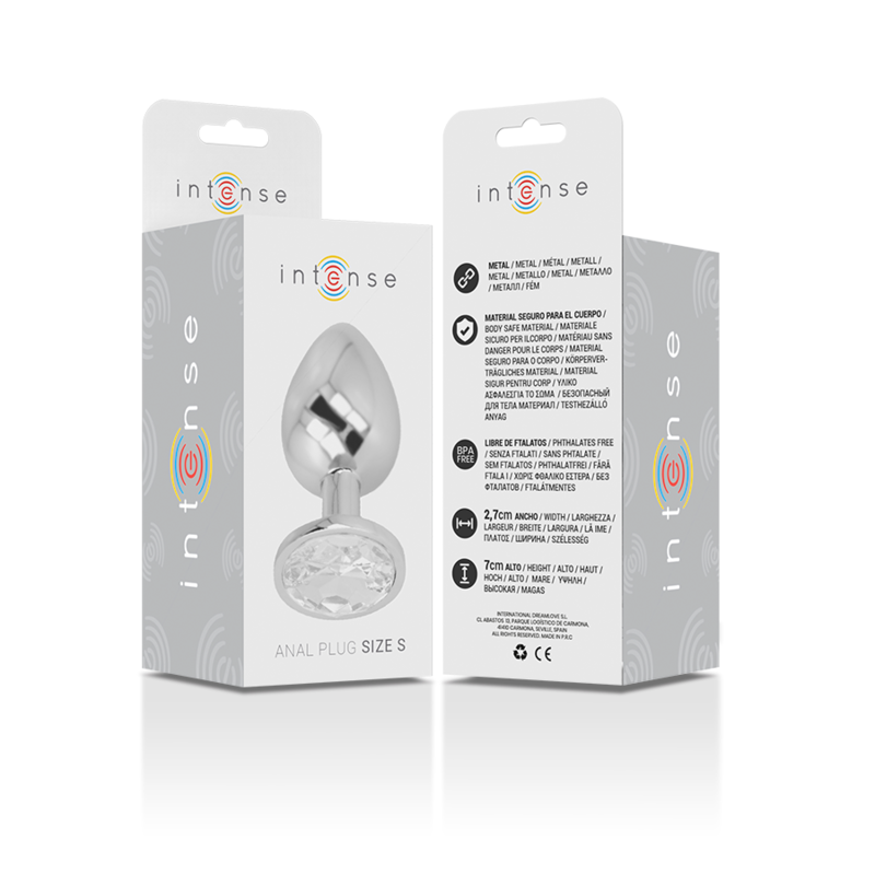 Intense Anal Toys Intense - Aluminum Metal Anal Plug With Silver Crystal Size S
