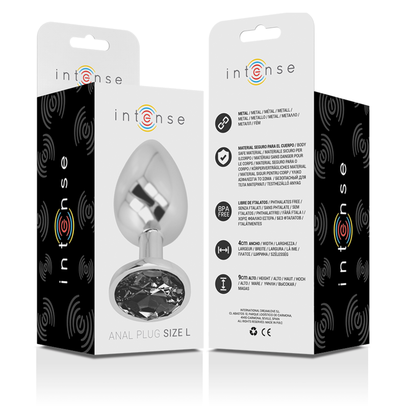 Intense Anal Toys Intense - Aluminum Metal Anal Plug With Black Glass Size L