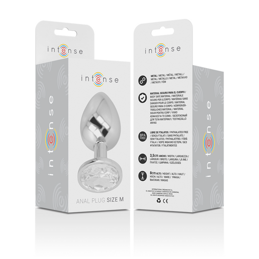 Intense Anal Toys Intense - Aluminum Metal Anal Plug With Silver Crystal Size M