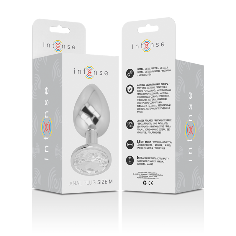 Intense Anal Toys Intense - Aluminum Metal Anal Plug With Silver Crystal Size M