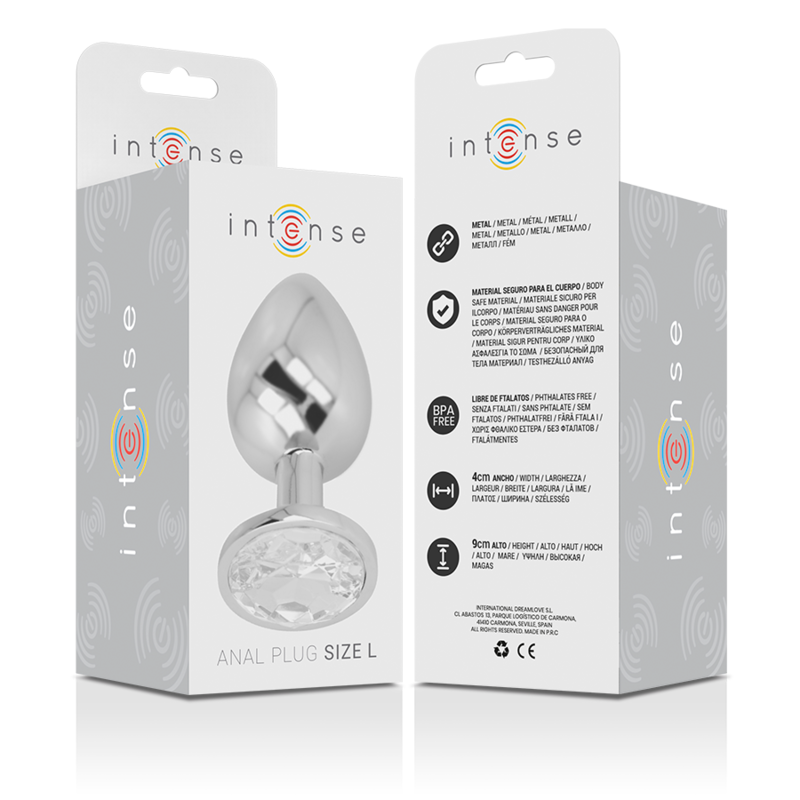 Intense Anal Toys Intense - Aluminum Metal Anal Plug With Silver Crystal Size L