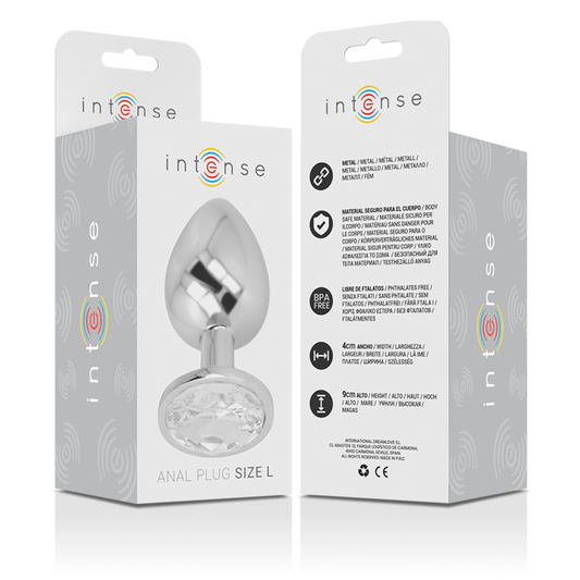 Intense Anal Toys Intense - Aluminum Metal Anal Plug With Silver Crystal Size L