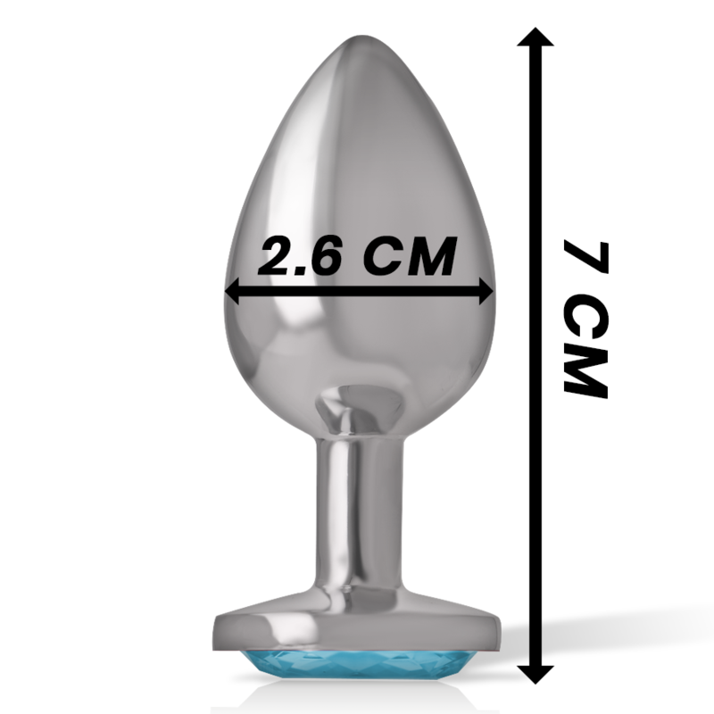 Intense Anal Toys Intense - Aluminum Metal Anal Plug With Blue Crystal Size S