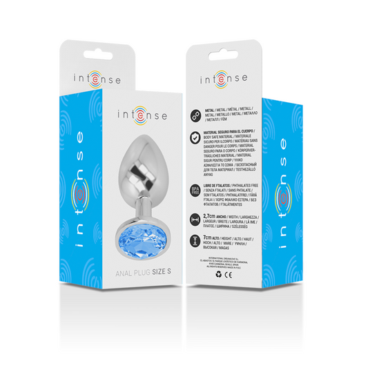 Intense Anal Toys Intense - Aluminum Metal Anal Plug With Blue Crystal Size S