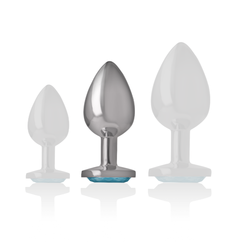 Intense Anal Toys Intense - Aluminum Metal Anal Plug With Blue Glass Size M