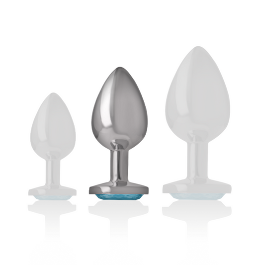 Intense Anal Toys Intense - Aluminum Metal Anal Plug With Blue Glass Size M
