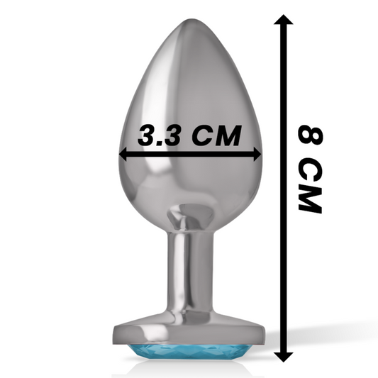 Intense Anal Toys Intense - Aluminum Metal Anal Plug With Blue Glass Size M