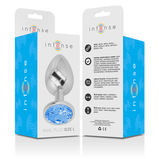 Intense Anal Toys Intense - Aluminum Metal Anal Plug With Blue Crystal Size L
