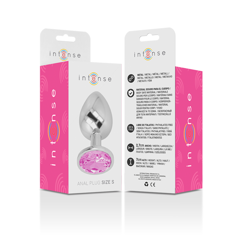 Intense Anal Toys Intense - Aluminum Metal Anal Plug With Pink Crystal Size S