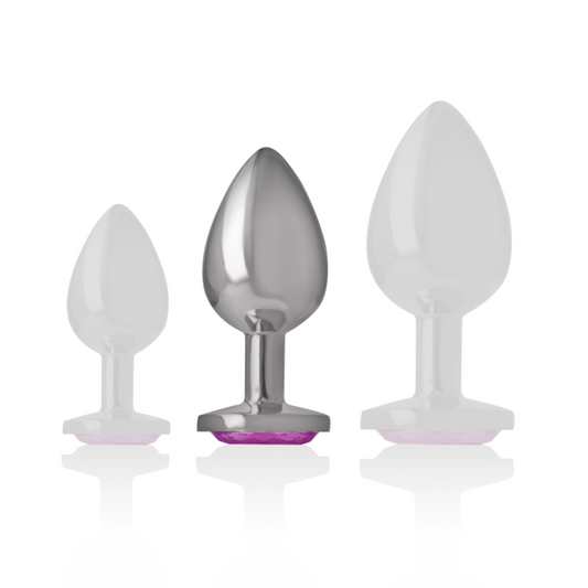 Intense Anal Toys Intense - Aluminum Metal Anal Plug With Pink Crystal Size M