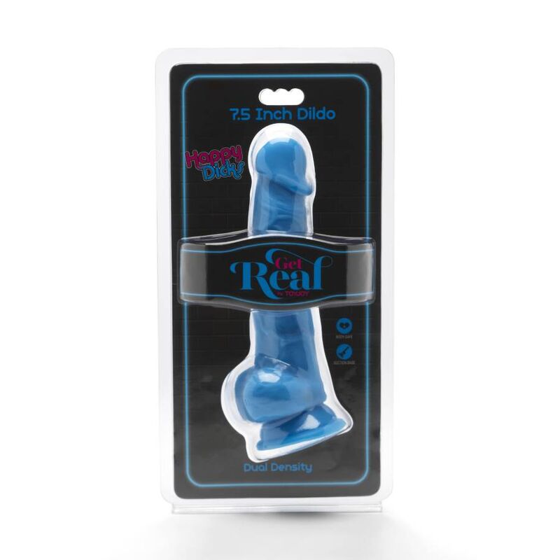 Get Real Happy Dicks 19 Cm With Balls Blue