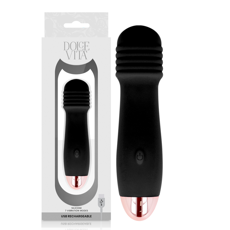 Dolce Vita Rechargeable Vibrator Three Black 7 Speed