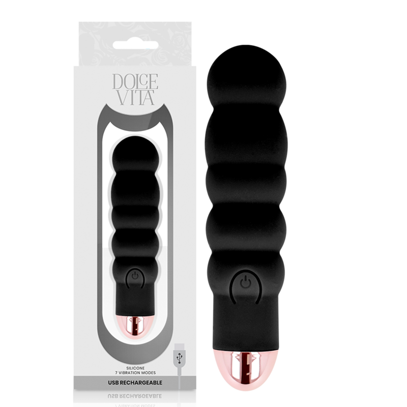 Dolce Vita Rechargeable Vibrator Six Black 7 Speeds