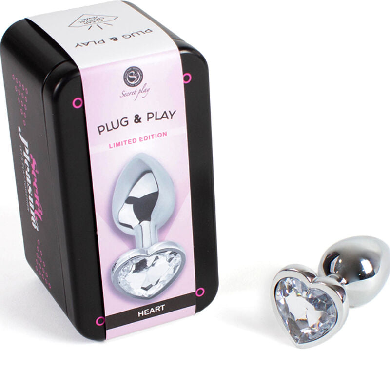 Secretplay Toys Secretplay - Metal Butt Plug Clear Crystal Heart Small Size 7 Cm