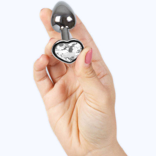 Secretplay Toys Secretplay - Metal Butt Plug Clear Crystal Heart Small Size 7 Cm