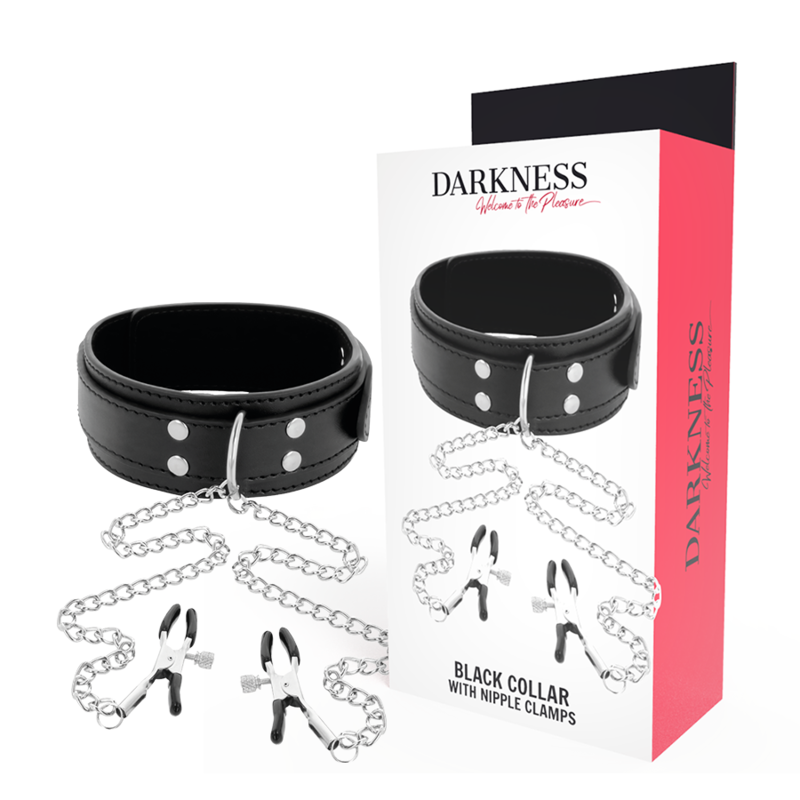 Darkness Bondage Darkness - Collar With Nipple Clamps Black