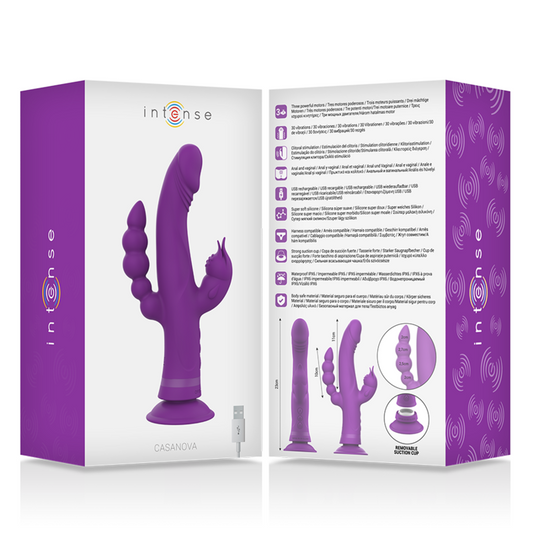 Intense Fun Intense - Casanova Rabbit Silicone Vibrator Triple Motor Purple