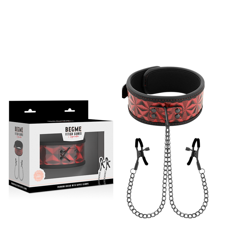 Begme Red Edition Begme - Red Edition Collar With Nipple Clamps With Neoprene Lining