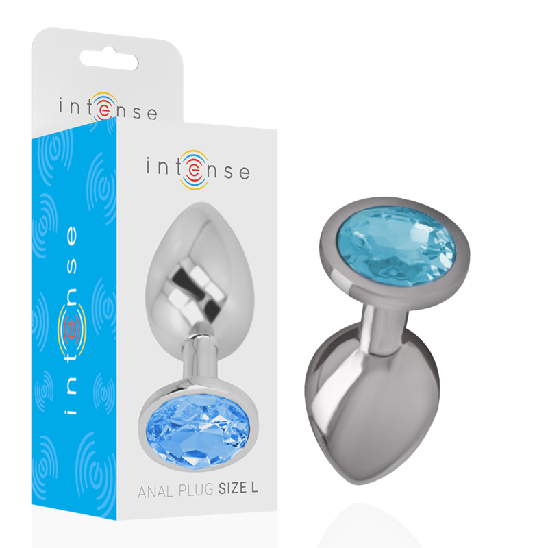 Intense Anal Toys Intense - Aluminum Metal Anal Plug With Blue Crystal Size L
