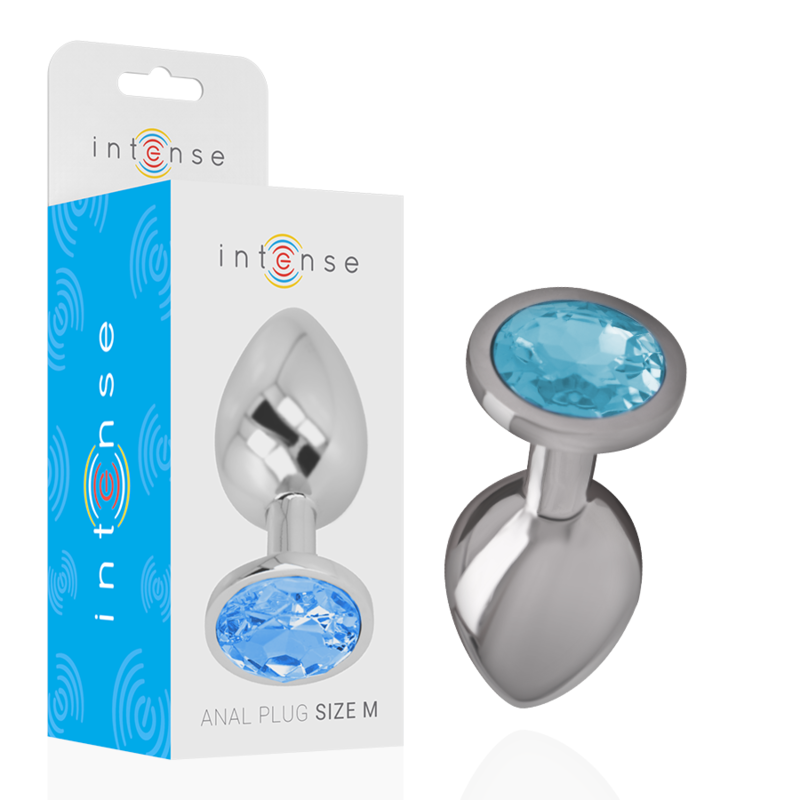 Intense Anal Toys Intense - Aluminum Metal Anal Plug With Blue Glass Size M