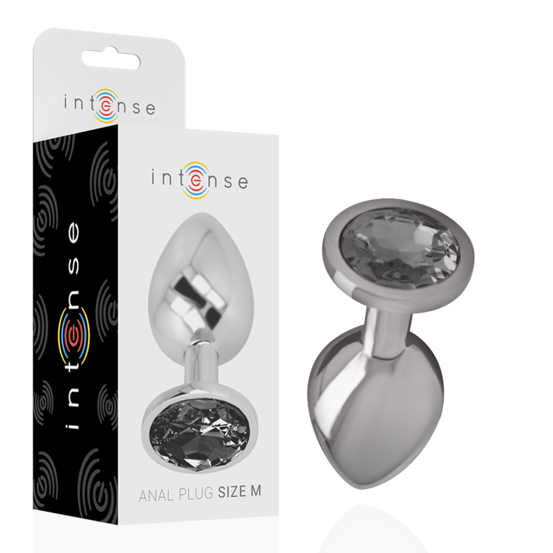 Intense Anal Toys Intense - Aluminum Metal Anal Plug With Black Glass Size M