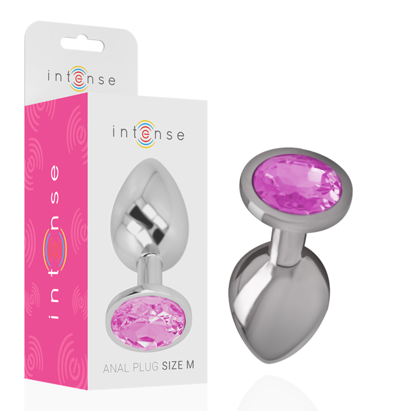 Intense Anal Toys Intense - Aluminum Metal Anal Plug With Pink Crystal Size M