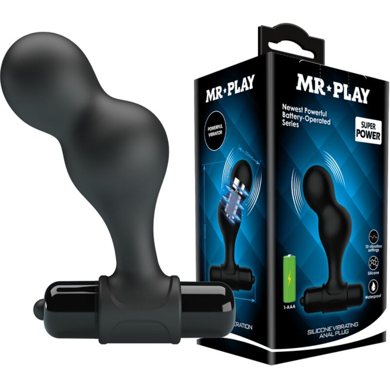 Mr Play Black Silicone Vibrator Anal Plug