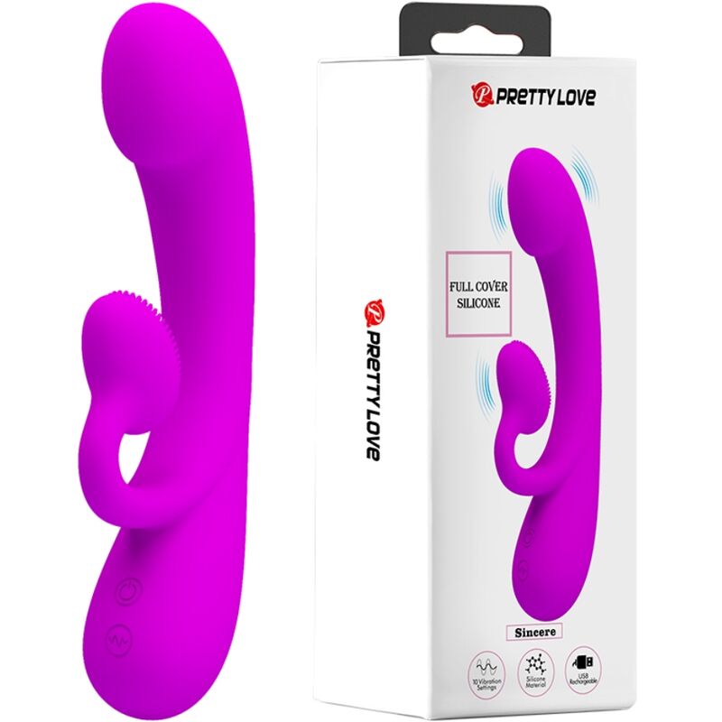 Pretty Love Sincere Vibrator And Clitoris Sucker Purple Silicone