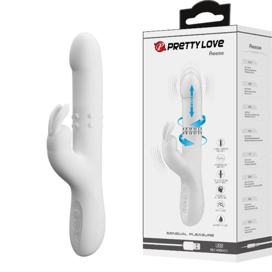 Pretty Love Reese Vibrator with Rotating Beads and Thrusting White