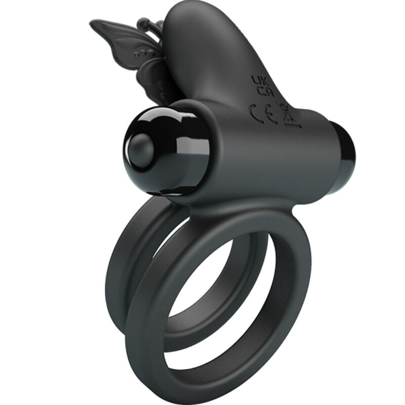 Pretty Love Double Ring Vibrator with Black Stimulator Black