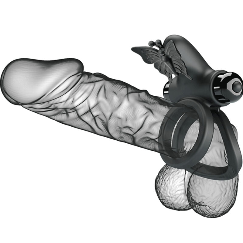 Pretty Love Double Ring Vibrator with Black Stimulator Black