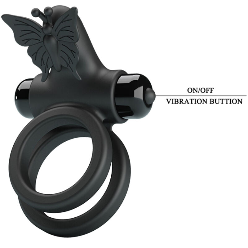 Pretty Love Double Ring Vibrator with Black Stimulator Black