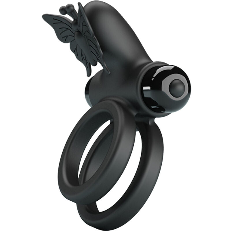Pretty Love Double Ring Vibrator with Black Stimulator Black
