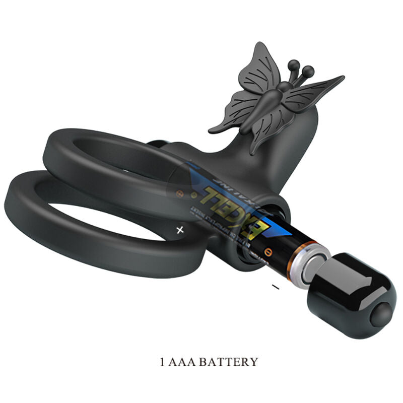Pretty Love Double Ring Vibrator with Black Stimulator Black