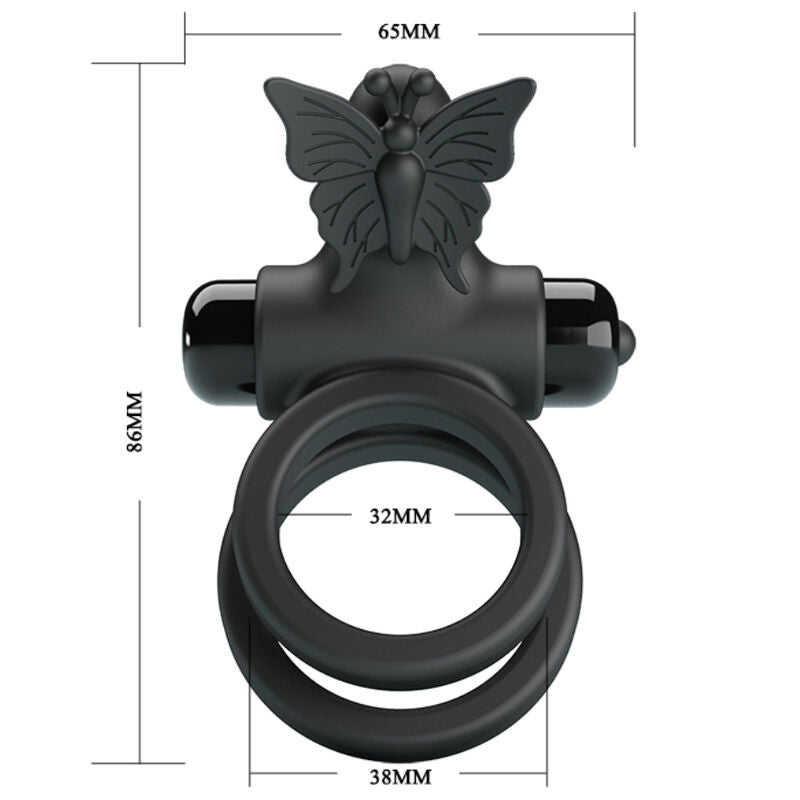 Pretty Love Double Ring Vibrator with Black Stimulator Black