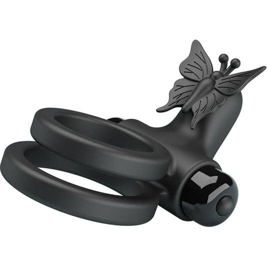 Pretty Love Double Ring Vibrator with Black Stimulator Black