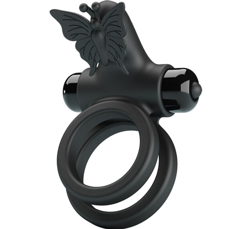 Pretty Love Double Ring Vibrator with Black Stimulator Black