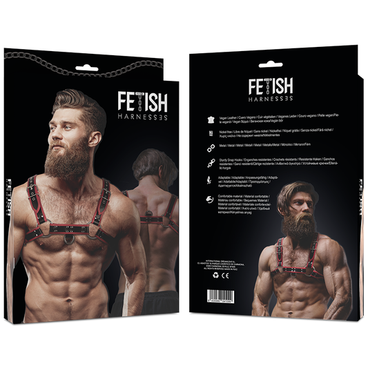 Fetish Submissive Attitude Mens Eco-Leather Chest Harness Black/Red