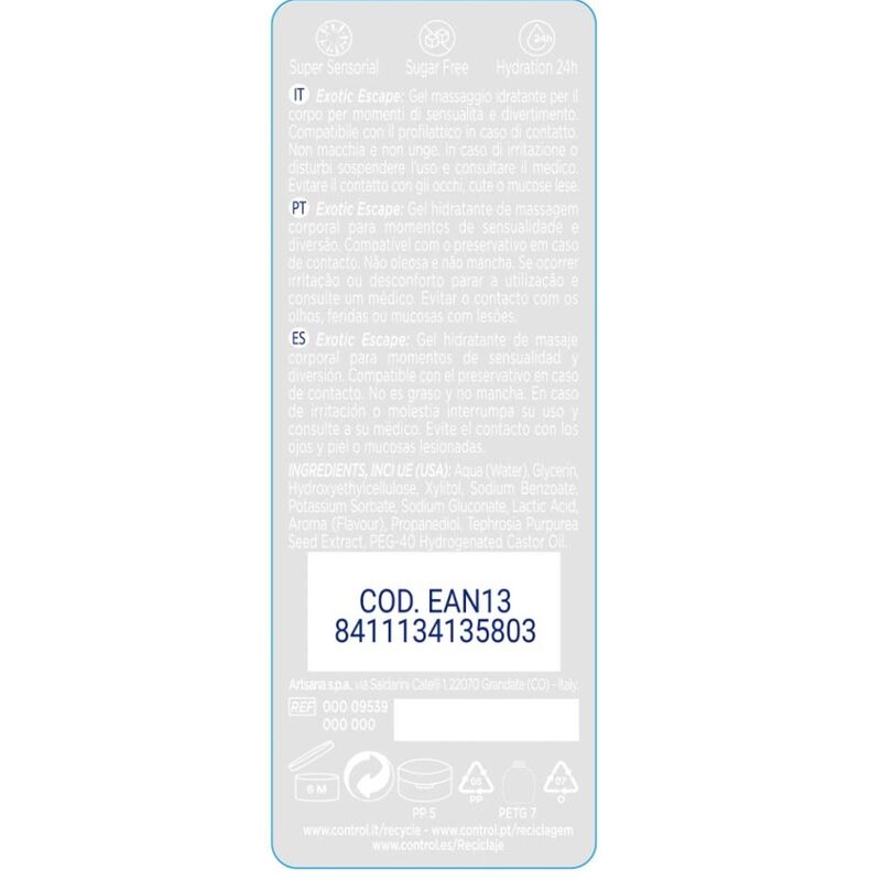 Control Lubes Control - 2 En 1 Massage & Pleasure Exotic 200 Ml