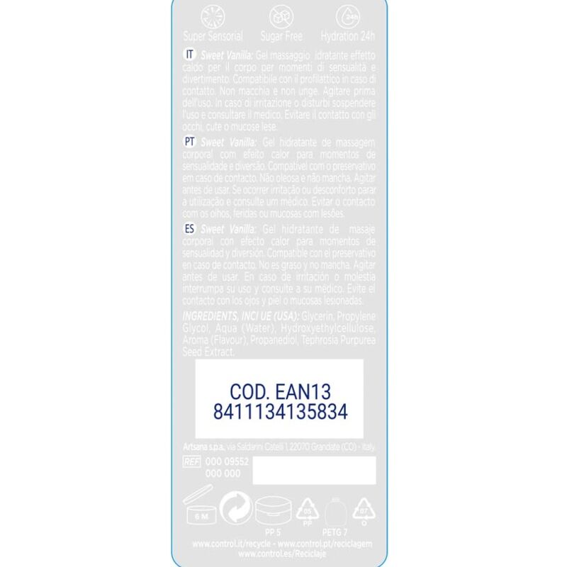 Control Lubes Control - 2 En 1 Massage & Pleasure Madagascar Sweetness 200 Ml