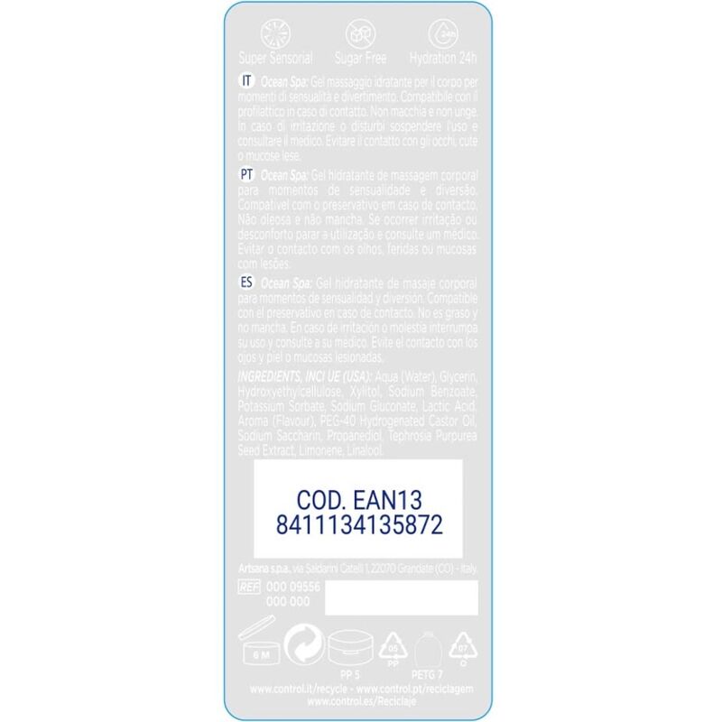 Control Lubes Control - 2 En 1 Massage & Pleasure Mediterranean Sea 200 Ml