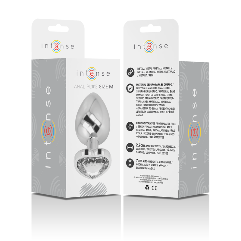 Intense Anal Toys Intense - Aluminum Metal Anal Plug White Heart Size M