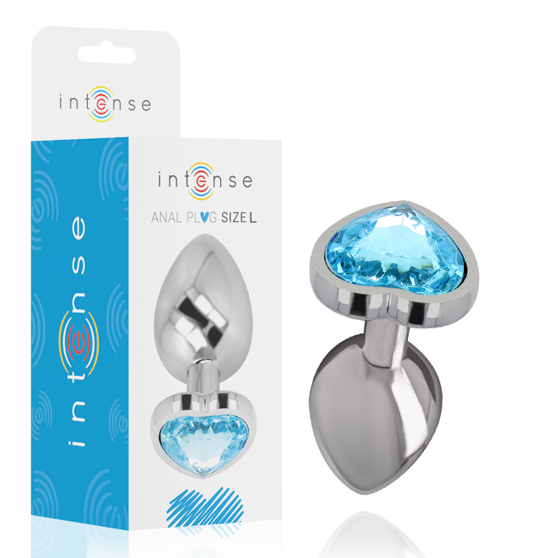Intense Anal Toys Intense - Aluminum Metal Anal Plug Blue Heart Size L
