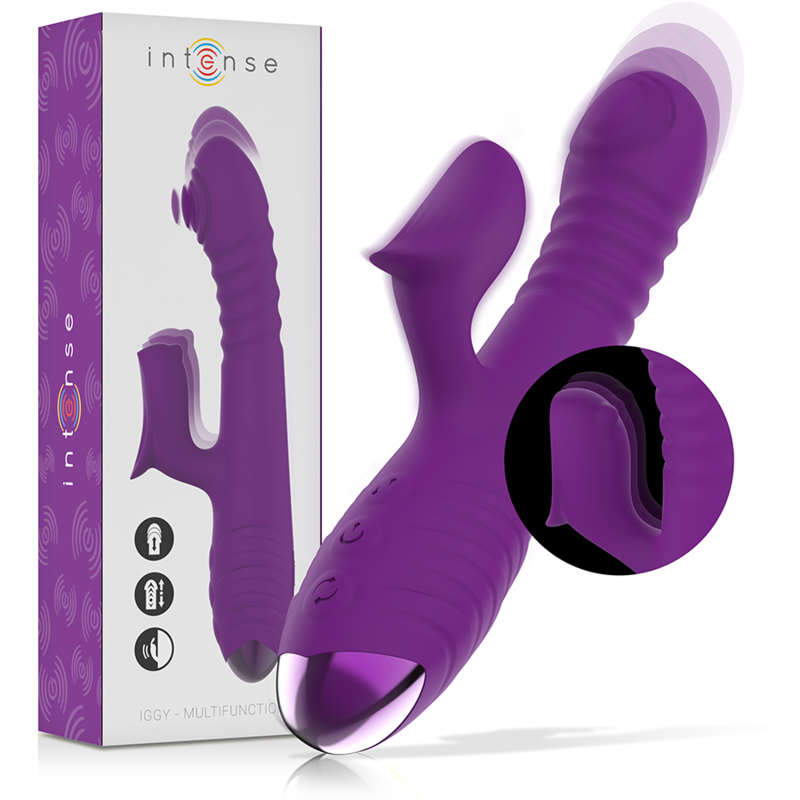 Intense Fun Intense - Iggy Multifunction Rechargeable Vibrator Up & Down With Clitoral Stimulator Purple
