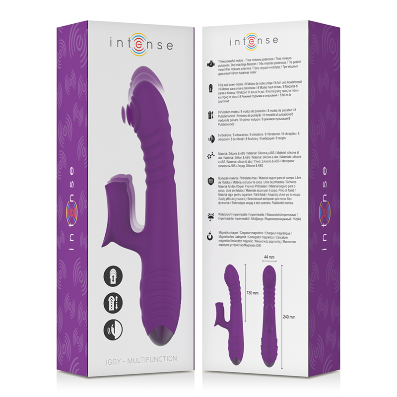 Intense Fun Intense - Iggy Multifunction Rechargeable Vibrator Up & Down With Clitoral Stimulator Purple